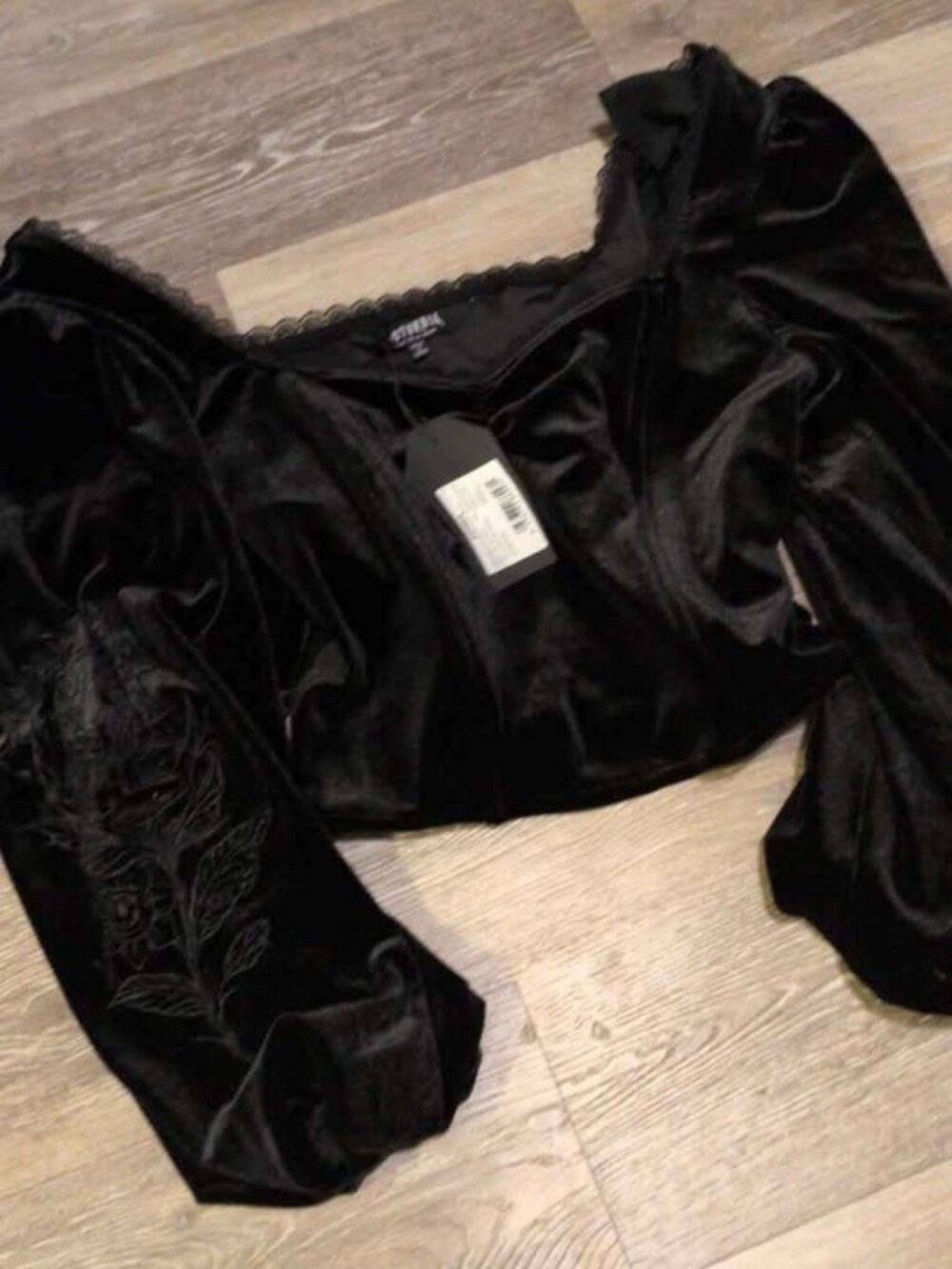 Disturbia Black Velvet Crop Top new